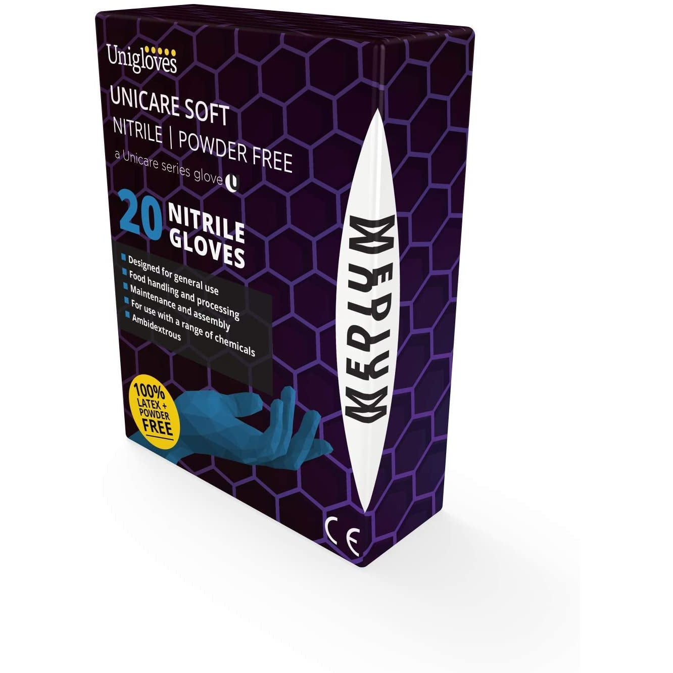 Unigloves Unicare GV0015 Blue Nitrile Examination Gloves, Extra Large, Set of 20 - Discontinued