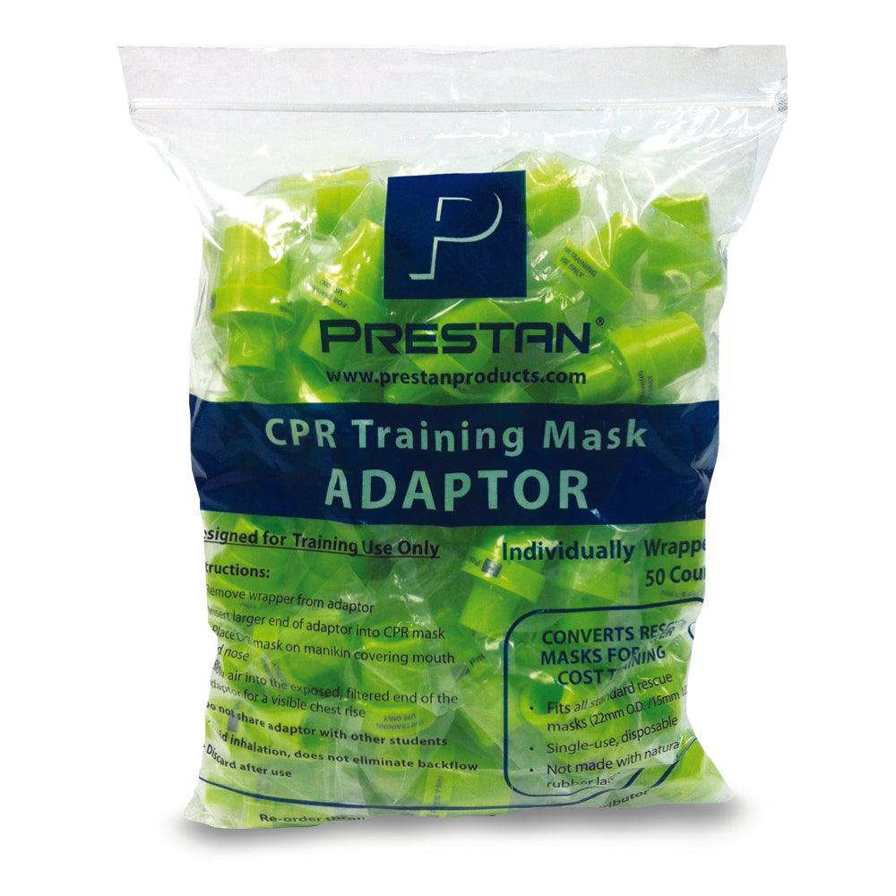 Prestan CPR training rescue mask adaptors - One size -
Pack of 50 - Discontinued