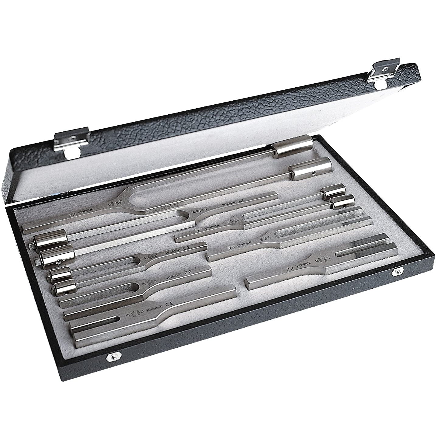 Tuning fork set I, 8 tuning forks made of steel - Riester