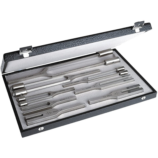 Tuning fork set I, 8 tuning forks made of steel