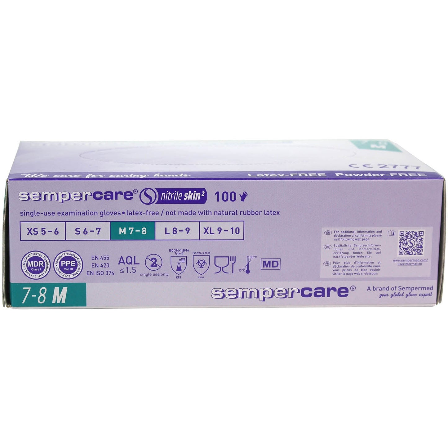 Sempercare Skin2 Nitrile Gloves Lavender Blue x 100 - Medium - SemperMed