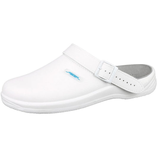 Abeba Arrow Smooth Clog Shoes - White Microfibre -
