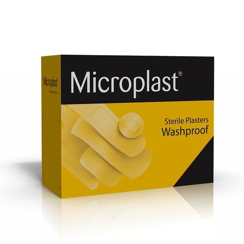 Microplast Fingertip/Butterfly Washproof Plasters (Box 50) - Blue Dot