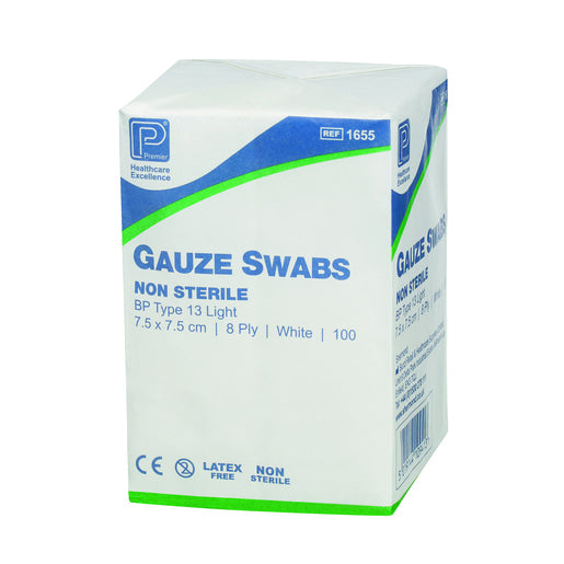 Gauze Swabs - 7.5 x 7.5cm 8 ply x 100
