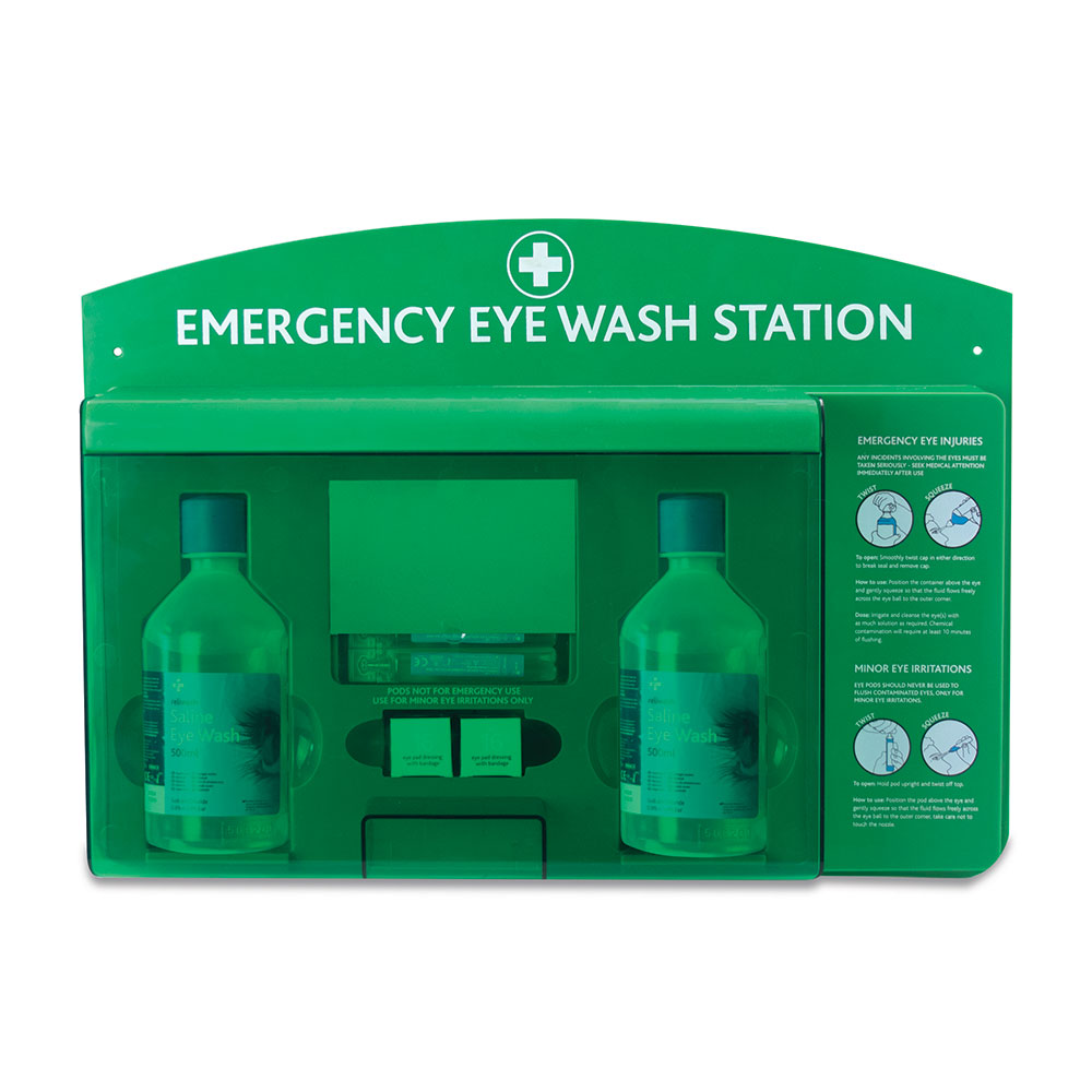 Double Premier Eye Wash Station - Green/Clear Lid - Reliance