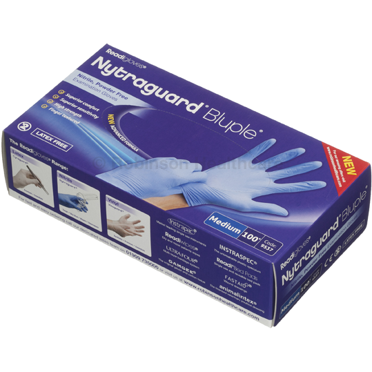 Nytraguard Bluple Nitrile Gloves Powder Free - Medium x 100 -