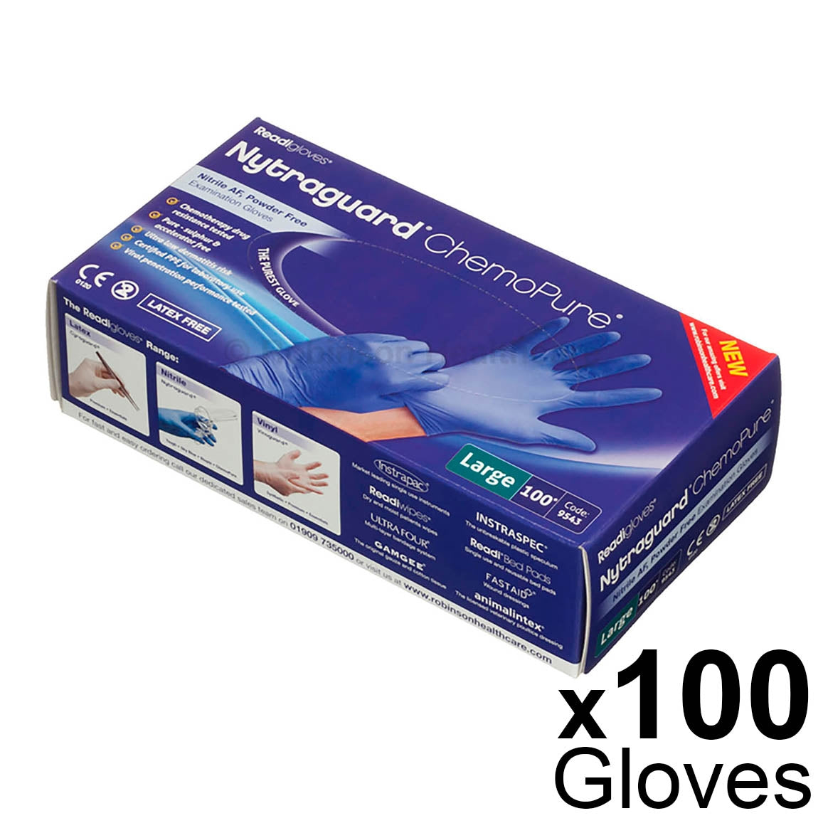 Nytraguard ChemoPure Nitrile Gloves - Large - x100 - Robinsons