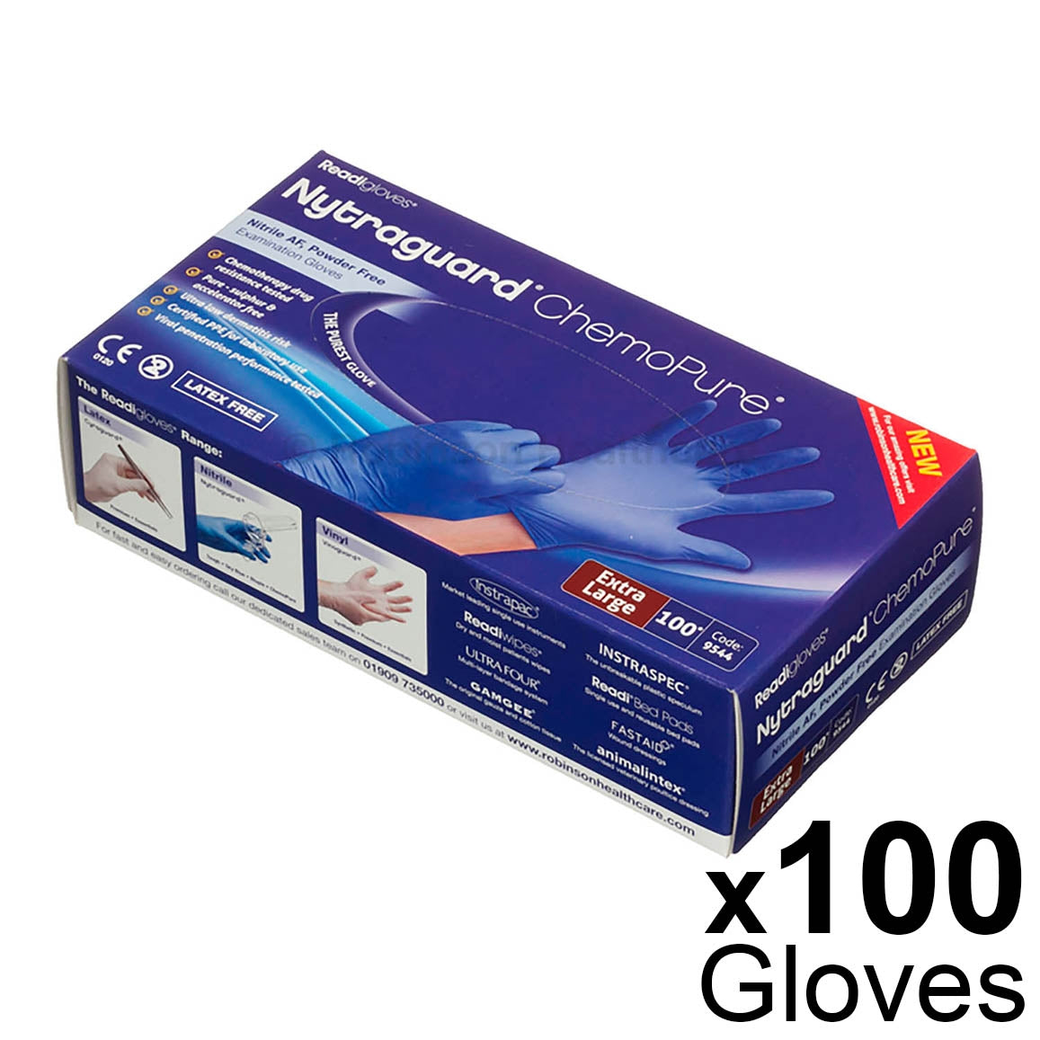 Nytraguard ChemoPure Nitrile Gloves - Extra Large - x100 - Robinsons