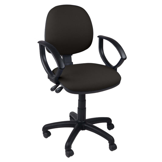 Function Operator Chair with Black Base & Fabric Upholstery - Fixed Arms -