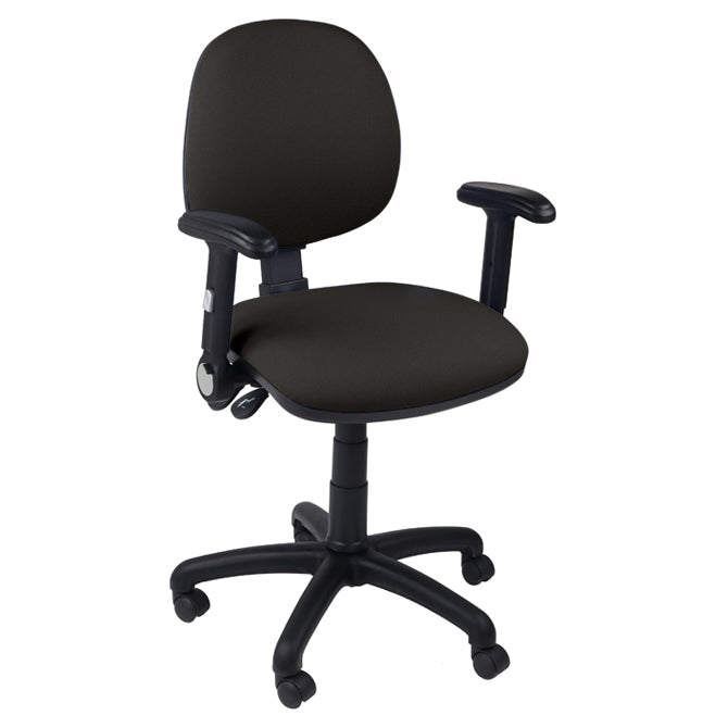 Function operator chair, mid back, black base, folding arms, standard castor, fabric upholstery, black - Aspiration Life