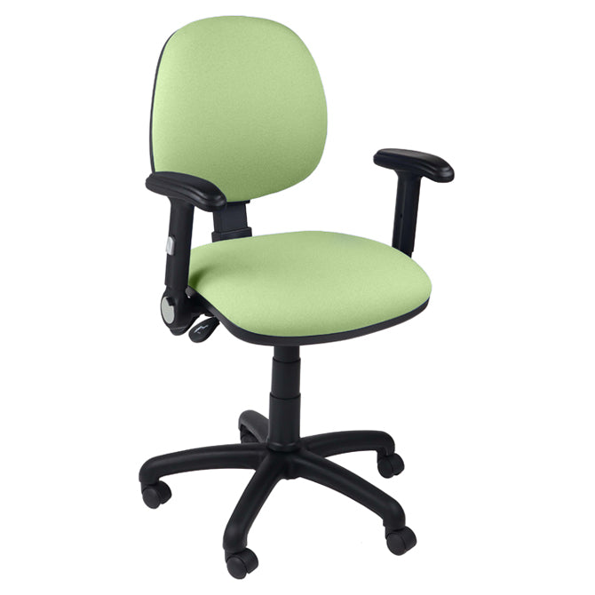 Function operator chair, mid back, black base, folding arms, standard castor, fabric upholstery, light green - Aspiration Life