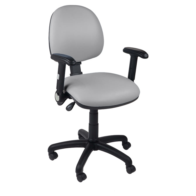 Function operator chair, mid back, black base, folding arms, standard castor, vinyl upholstery, grey - Aspiration Life