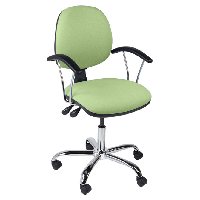 Function operator chair, mid back, chrome base, fixed arms, standard castor, fabric upholstery, light green - Aspiration Life