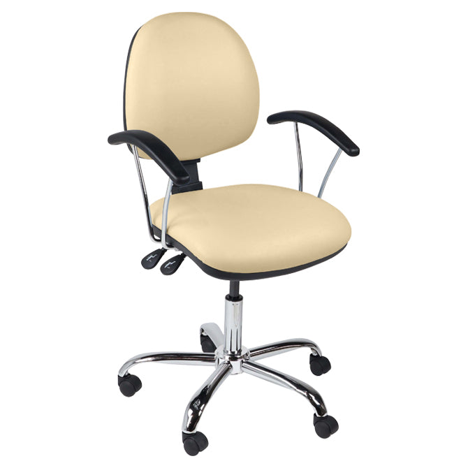 Function operator chair, mid back, chrome base, fixed arms, standard castor, vinyl upholstery, beige - Aspiration Life