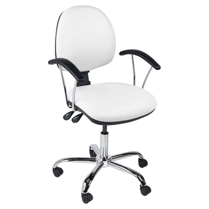 Function operator chair, mid back, chrome base, fixed arms, standard castor, vinyl upholstery, white - Aspiration Life