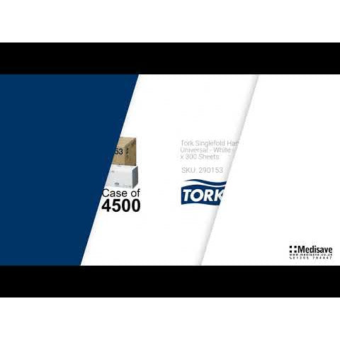 Tork Hand Towels Universal Singlefold - White - 2 Ply - 15 x 300 Sheets - Tork
