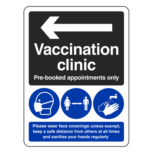 Vaccination Clinic - Arrow Left Sign