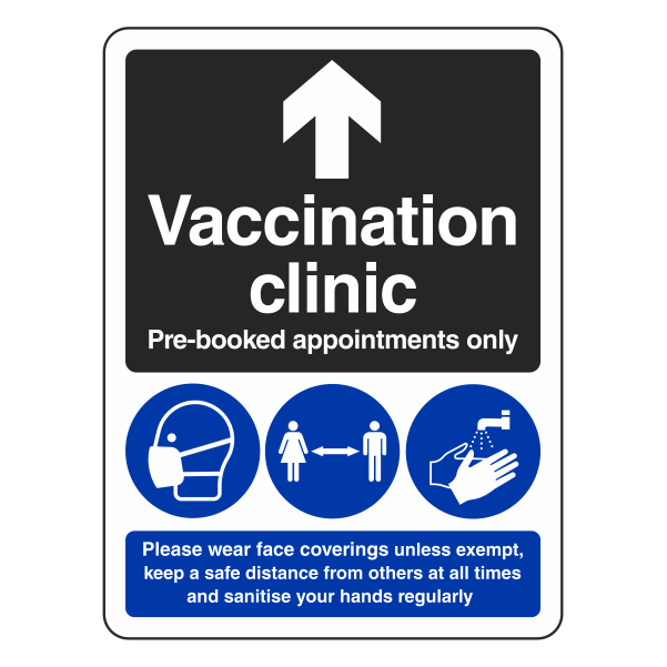 Vaccination Clinic - Arrow Ahead Sign - Medisigns