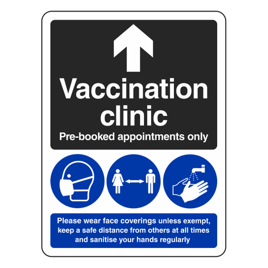 Vaccination Clinic - Arrow Ahead Sign