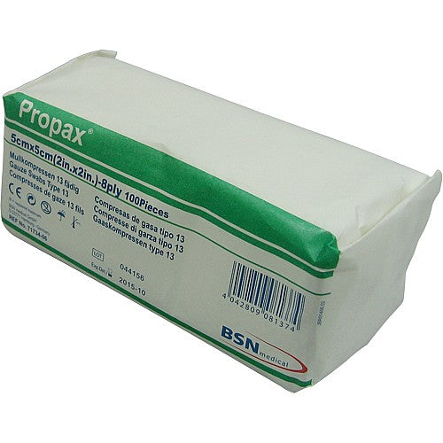 Propax Gauze Swabs Type 13 BP (Non-Sterile) Green 7.5cm x 7.5cm - 12ply - 48 x 100 - BSN