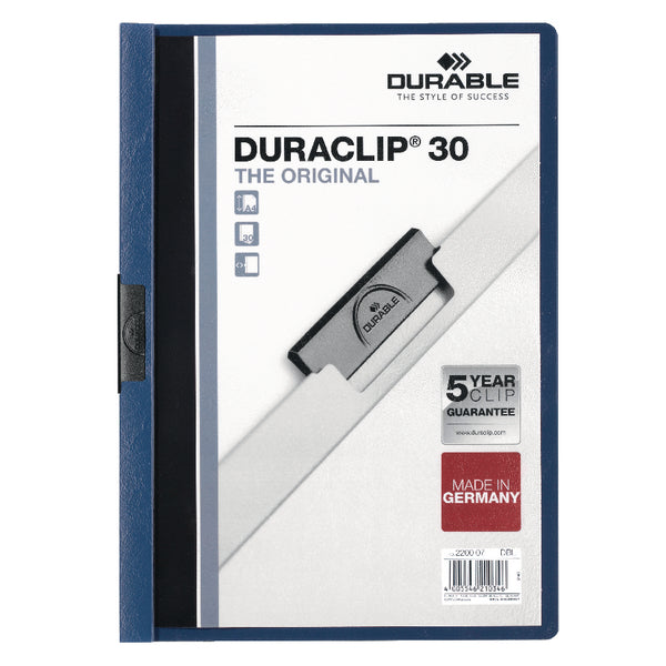 Duraclip File A4 3mm D/Blue Pk25 2200 - Durable