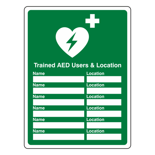 Trained AED Users & Location Sign - Medisigns