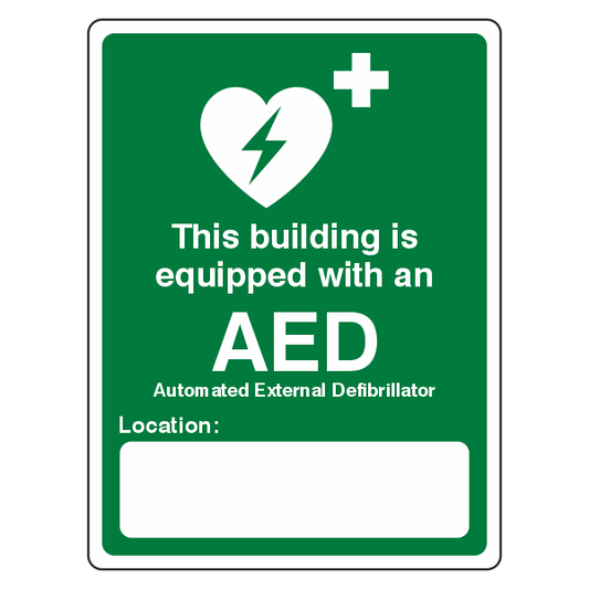 This Building Is Equipped With An AED Sign