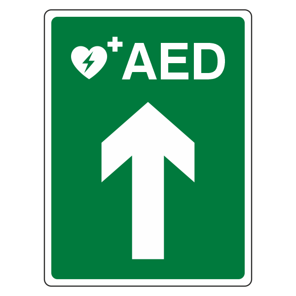 AED Arrow Ahead Sign - Medisigns