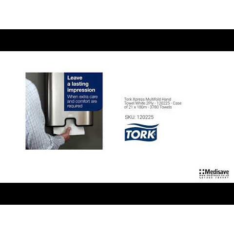 Tork Xpress Multifold Hand Towel White 2Ply - 120225 - Case of 21 x 180m - 3780 Towels - Tork