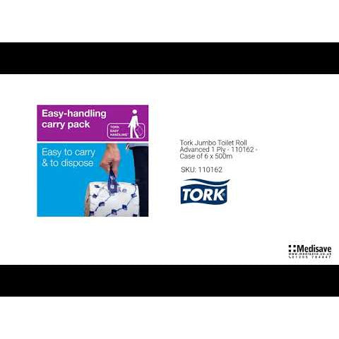 Tork Jumbo Toilet Roll Advanced 1 Ply - 110162 - Case of 6 x 500m - Tork