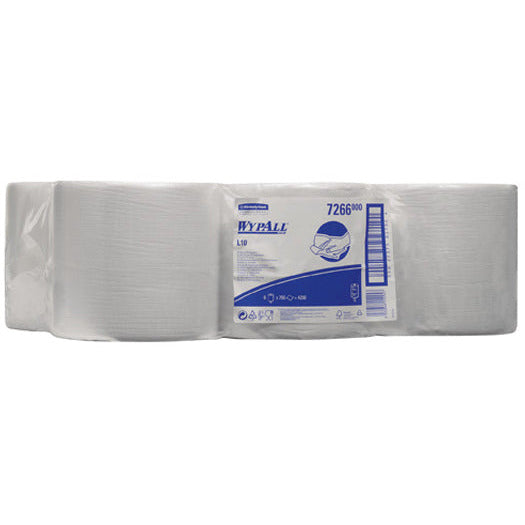 Wypall 8" Centrefeed White L10 1ply - 300m x 19.5cm - Case of  6