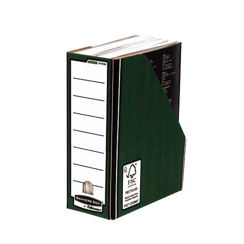 Fellowes Premium Magazine File A4 Green/White 07230 Pack of 10 - Fellowes