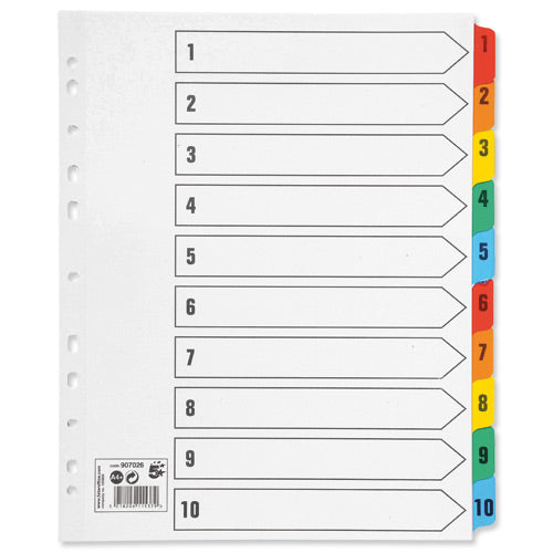 Select Mylar Coloured Tab Index A4+ 1-10 Num - Selected