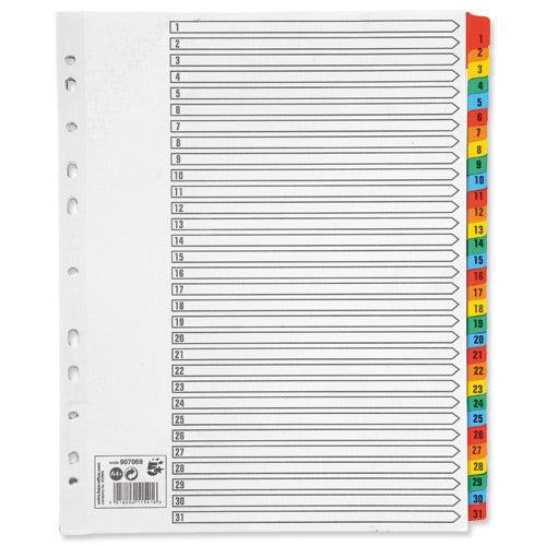Select Mylar Coloured Tab Index A4+ 1-31 Num - Selected