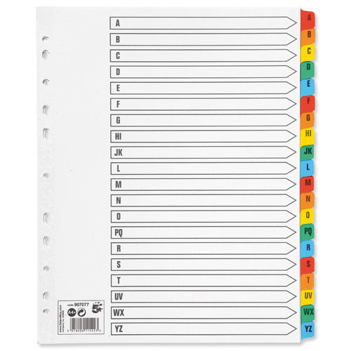 Select Mylar Coloured Tab Index A4+ A-Z 20pt - Selected