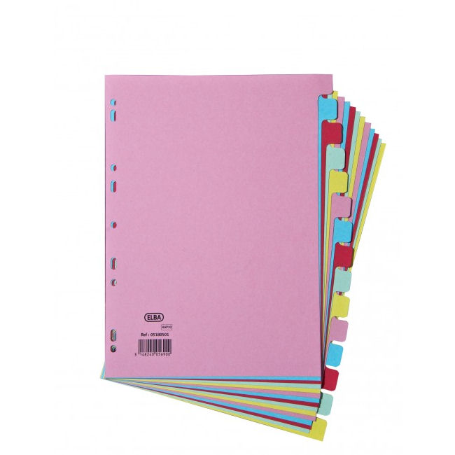 Elba A4 Card Dividers 15 Part Assorted - Elba
