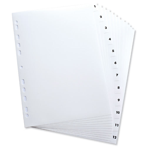 Elba Polypropylene Index 1-12 A4 White 100204771 - Elba