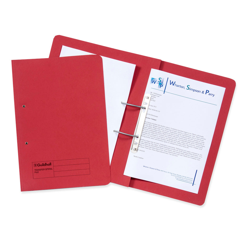 Guildhall Transfer Spiral File Red 420gsm 211 pack of 25 - Guildhall