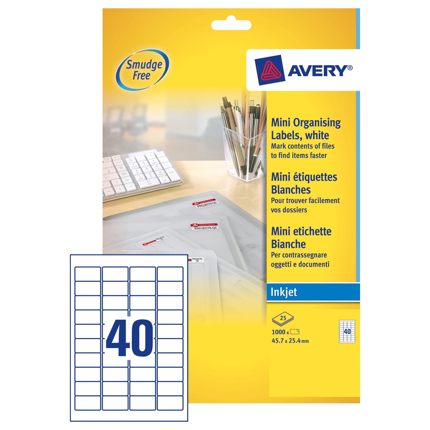 Avery Ijet Mini Lbl 40x25sheets Wht - Avery