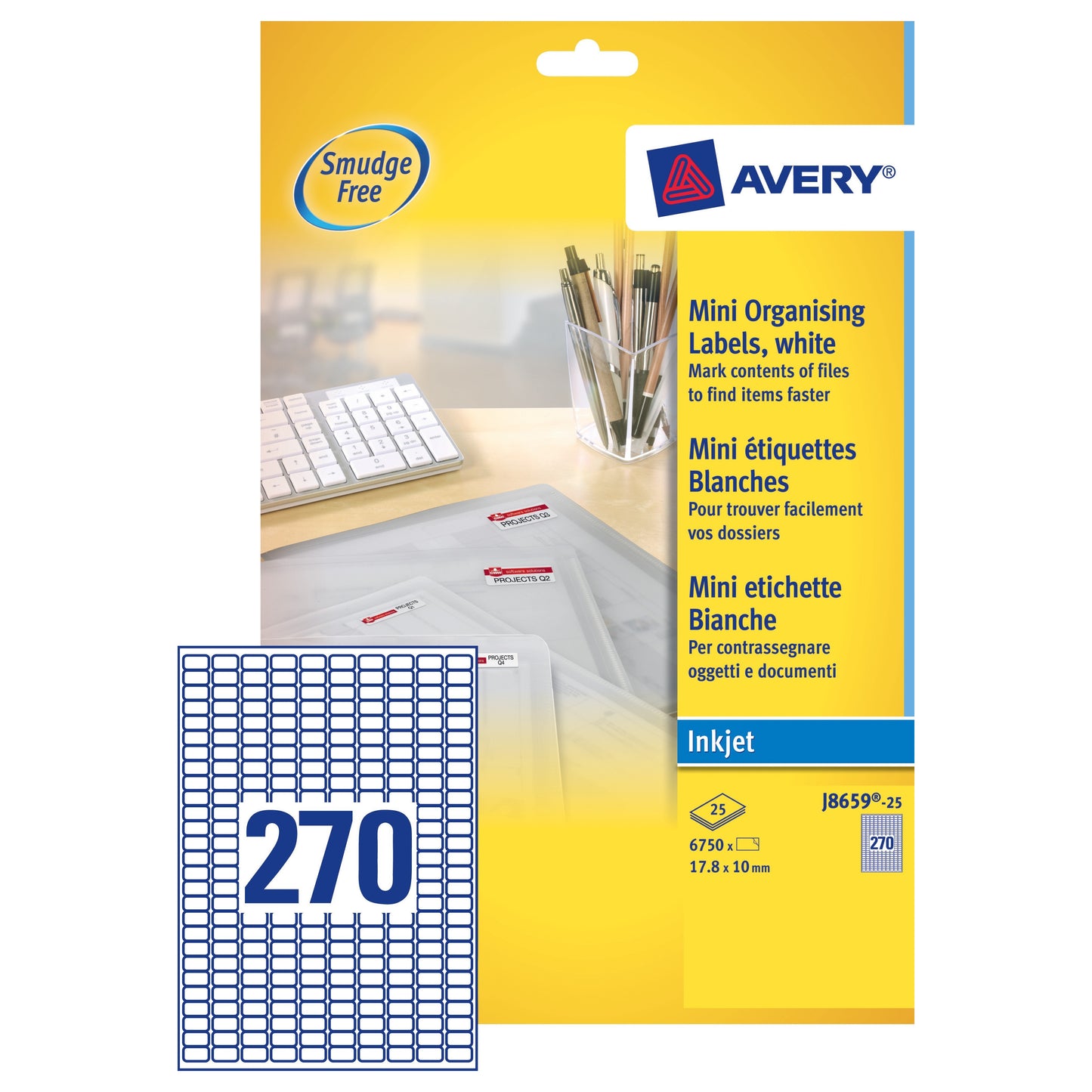 Avery Inkjet Organising Label 17.8x10.0 White (25) J8659 - Avery
