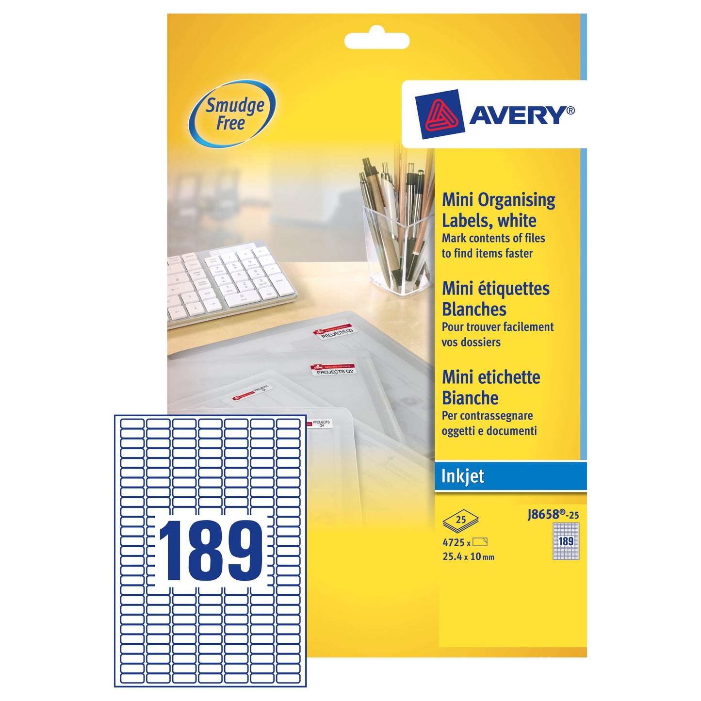Avery Inkjet Organising Label 25.4x10.0 White (25) J8658 - Avery