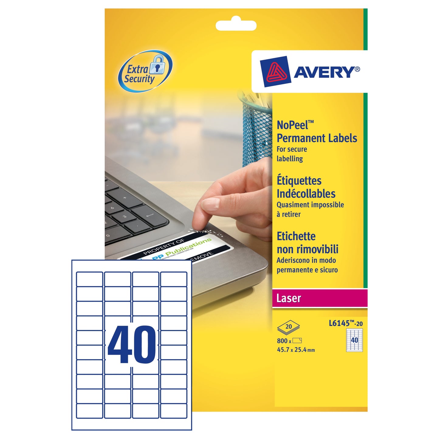 Avery NoPeel Labels 45.7x25.4 (20) L6145 - Avery