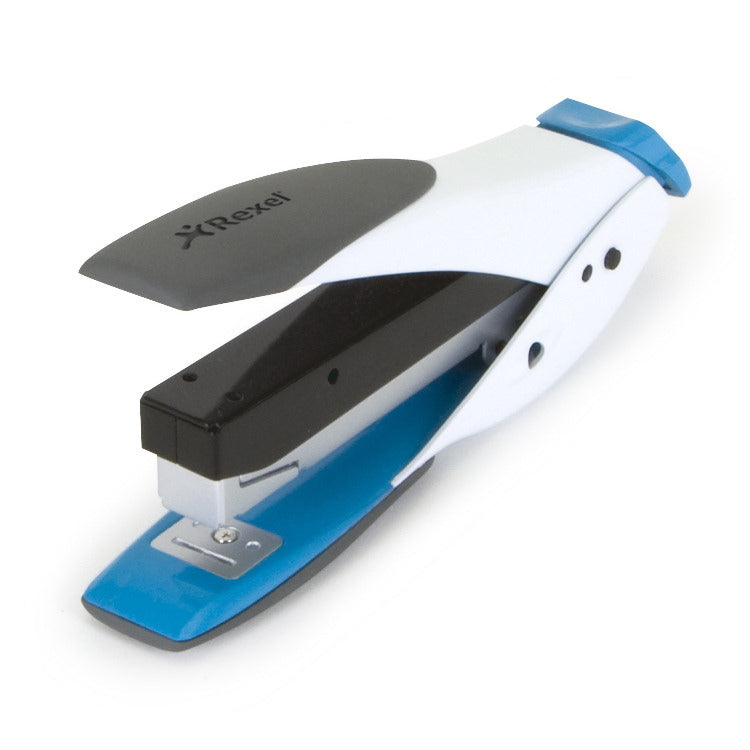 Rexel Low Force Half-Strip Stapler White/Blue - Rexel Crystalfile
