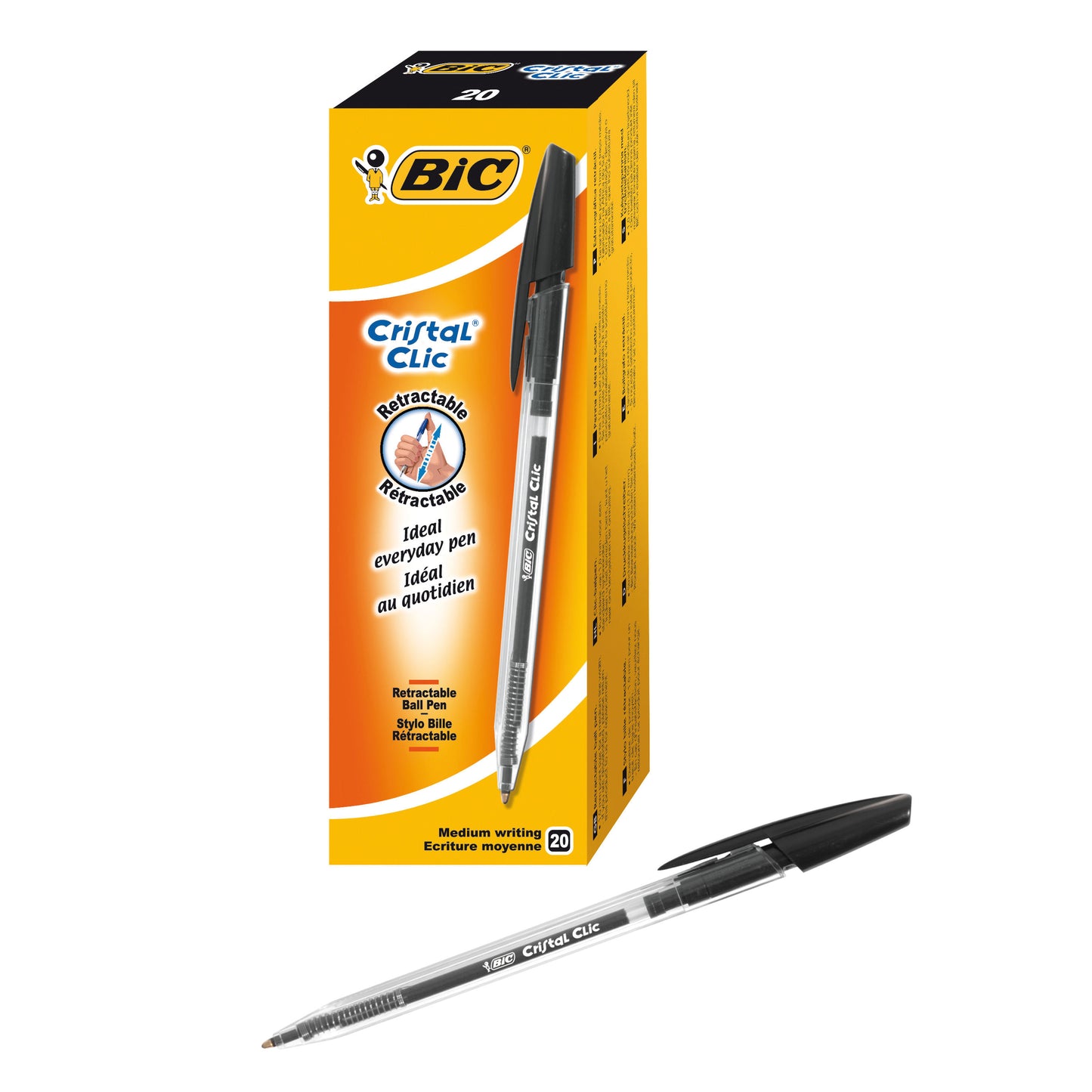 Bic Cristal Clic Ballpen Black 850732 Pack Of 20 - Bic