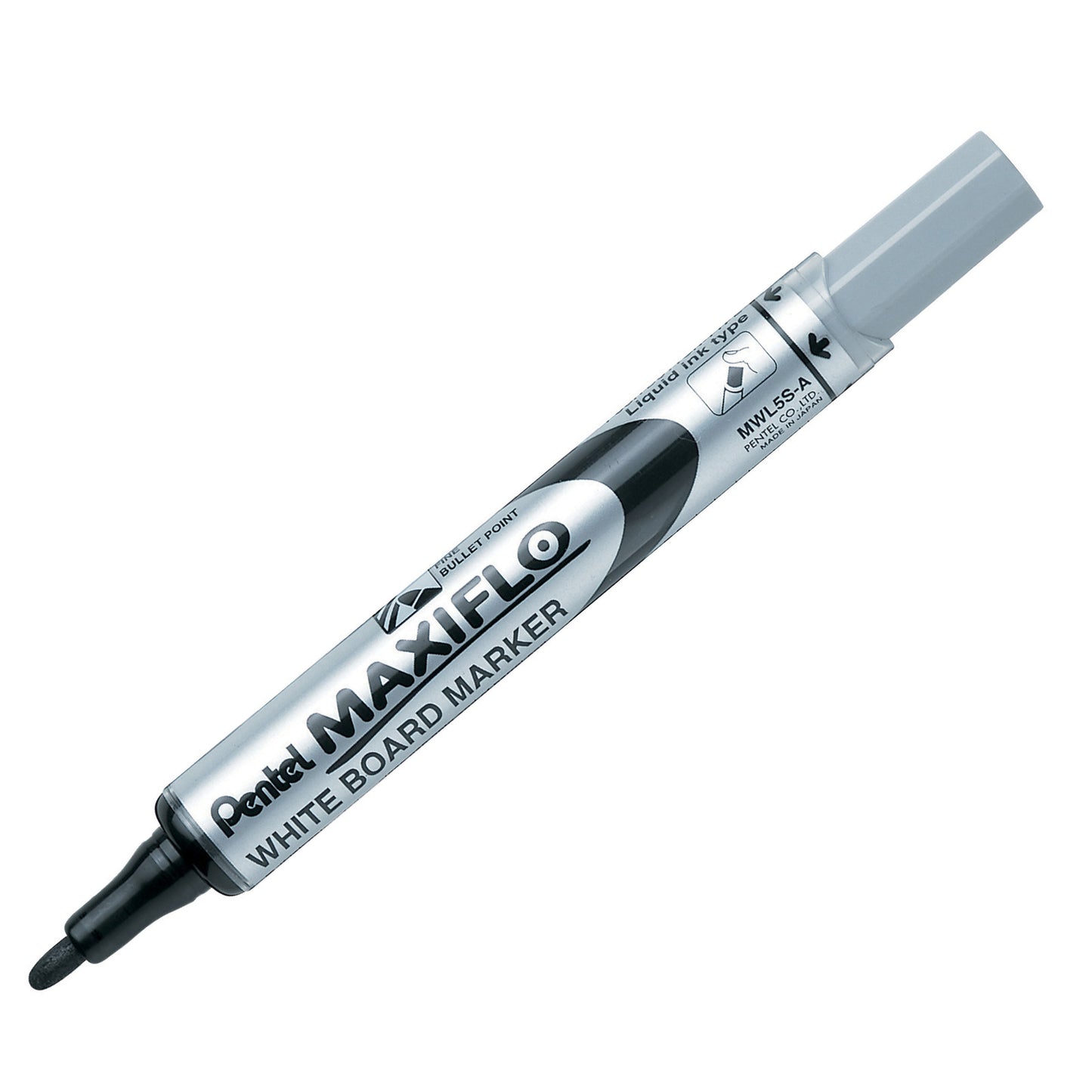 Pentel Maxiflo Whiteboard Marker Fine Black MWL5S-A pack of 12 - Pentel