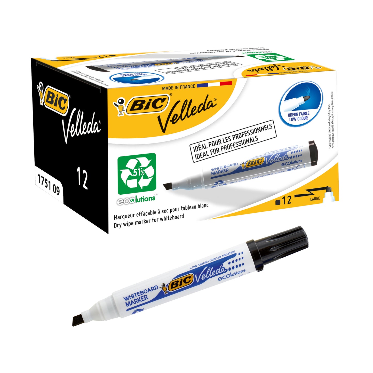 Bic Velleda Marker 1751 Black Pack Of 12 - Bic