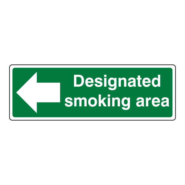 Designated Smoking Area - Arrow Left Sign - Medisigns