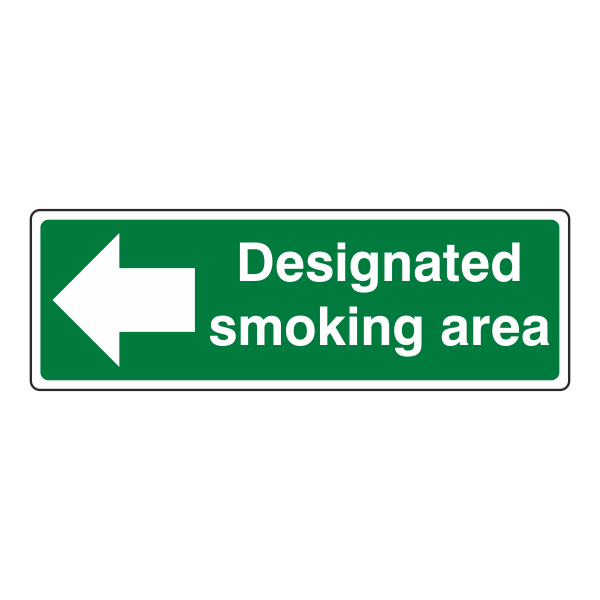 Designated Smoking Area - Arrow Left Sign