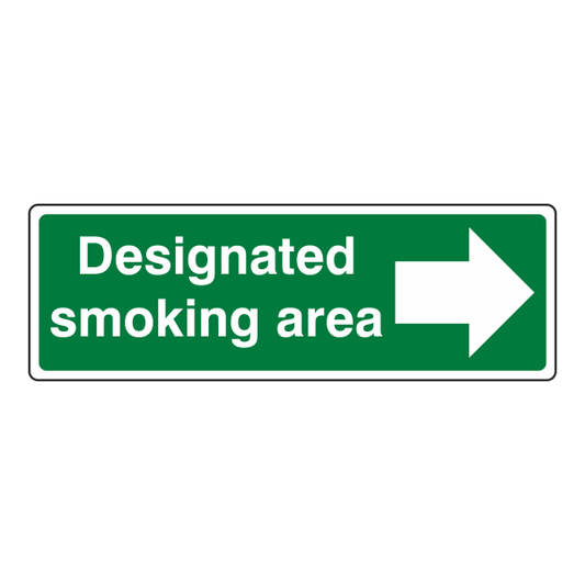 Designated Smoking Area - Arrow Right Sign