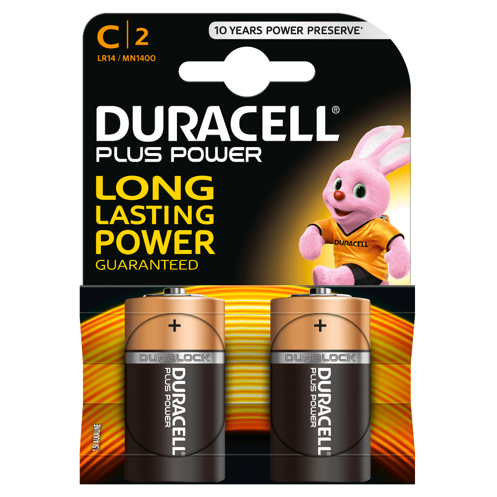 Duracell Plus Power C Batteries - Pack of 2